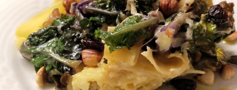 Überbackene Pappardelle mit Flower Sprouts