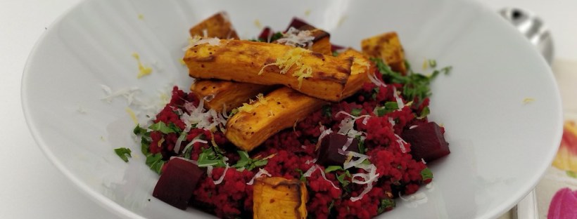 Rote Rüben Couscous mit Süßkartoffeln